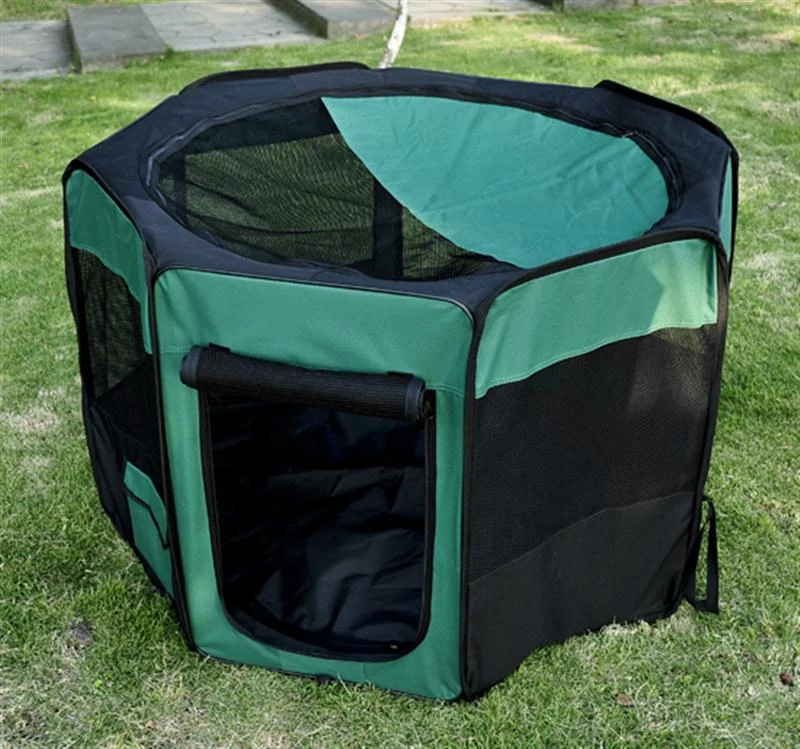Pawhut 46" Deluxe Soft Sided Folding Pet Playpen Crate - Green / Black