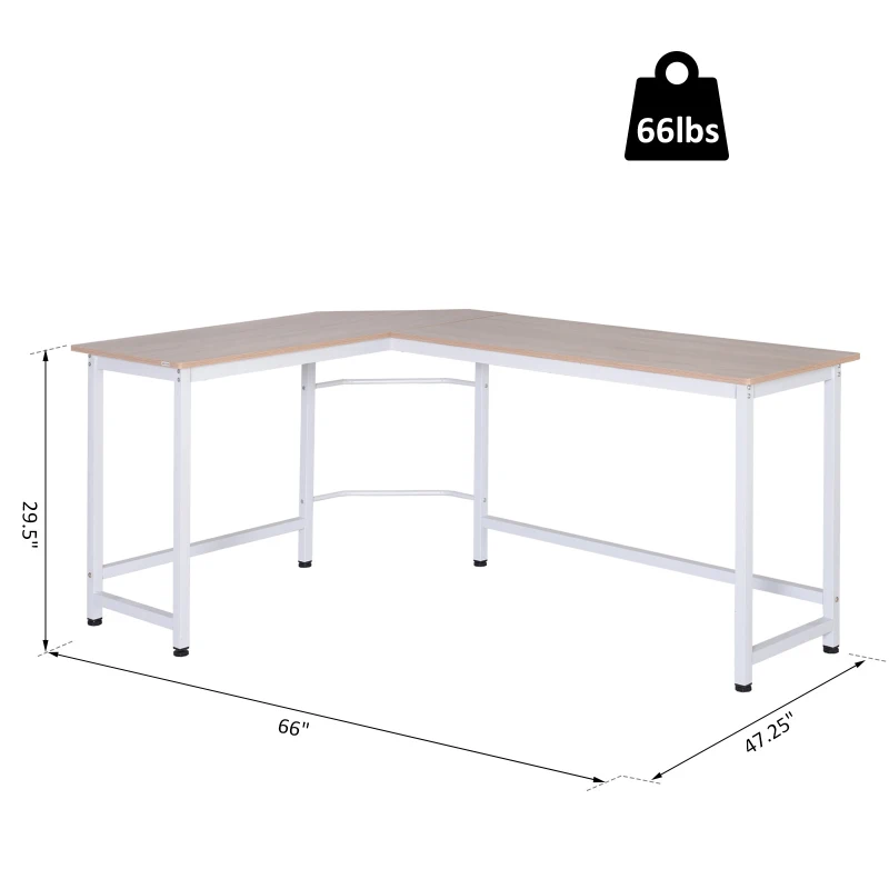 Vinsetto Wood Metal Modern L-Shape Corner Computer Desk - Oak