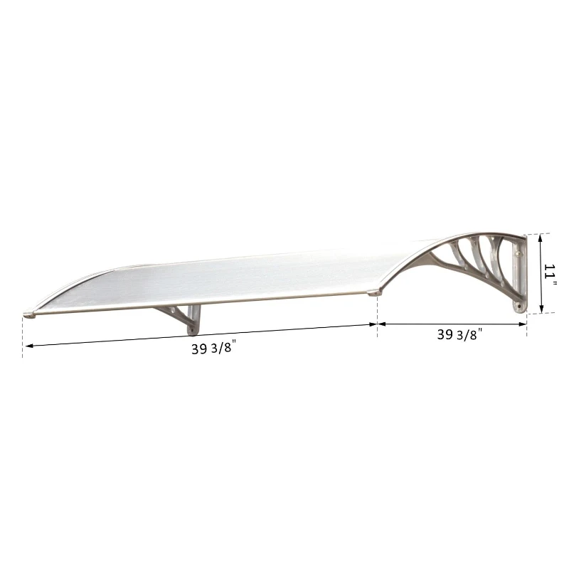 Outsunny 40” Polycarbonate Front Window Door Awning Sunshade Canopy Hollow Sheet UV Protection