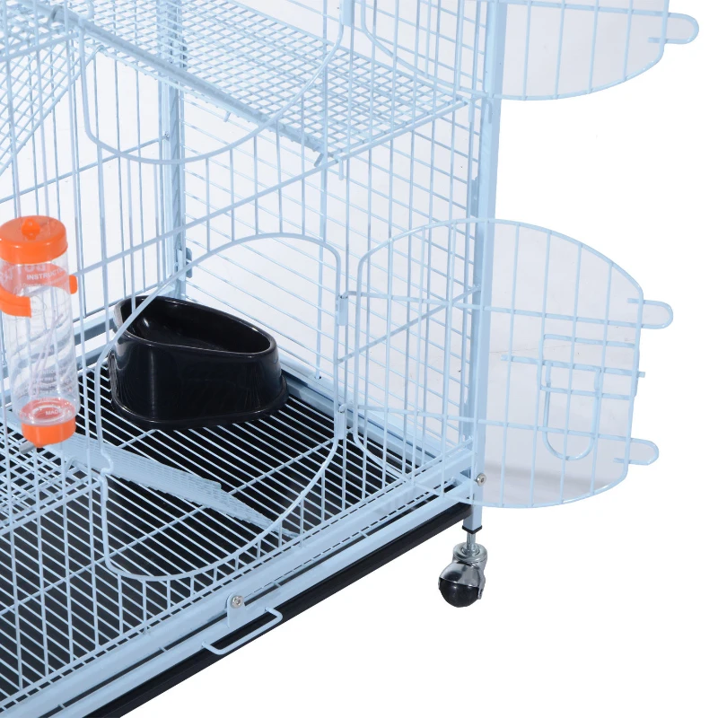 PawHut 37" Mesh 4 Level Portable Indoor Small Animal Pet Habitat Cage Kit - White