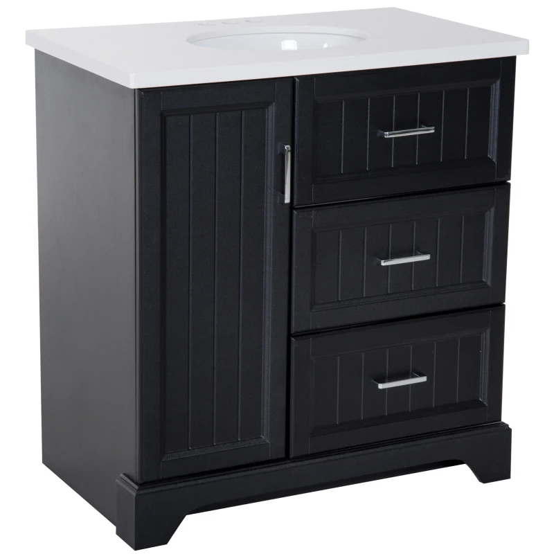 Kleankin 34” Modern Ceramic Sink Bathroom Vanity Set