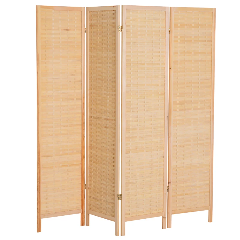 HomCom 6' 4-Panel Bamboo Screen Freestanding Room Divider