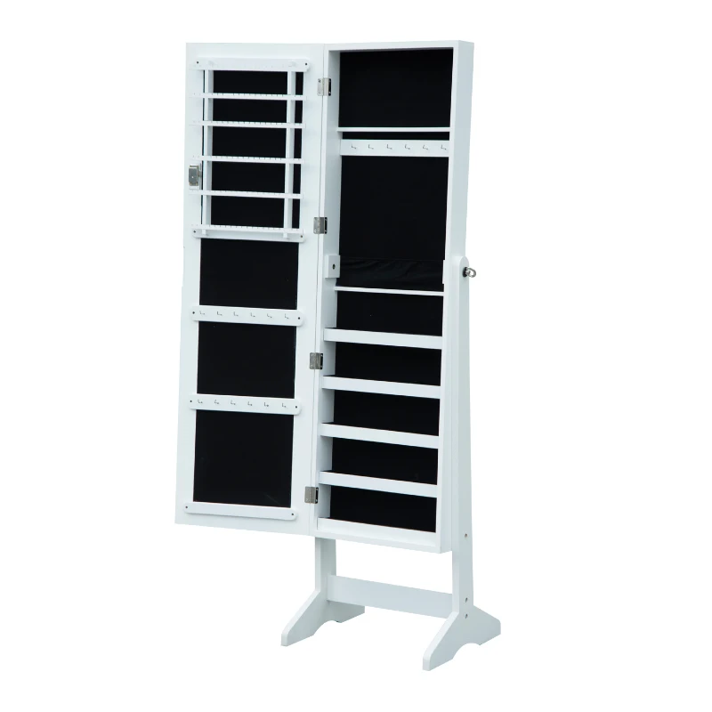 HomCom Mirrored Jewelry Stand with Feet - White