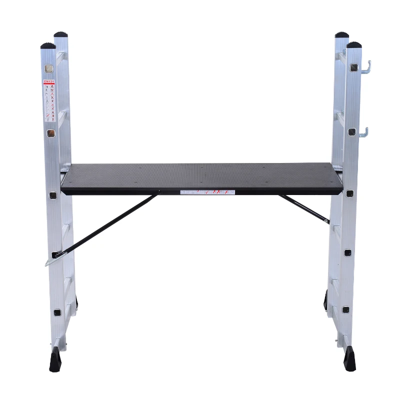 HomCom 4.5' Heavy Duty Aluminum Folding Scaffold Ladder