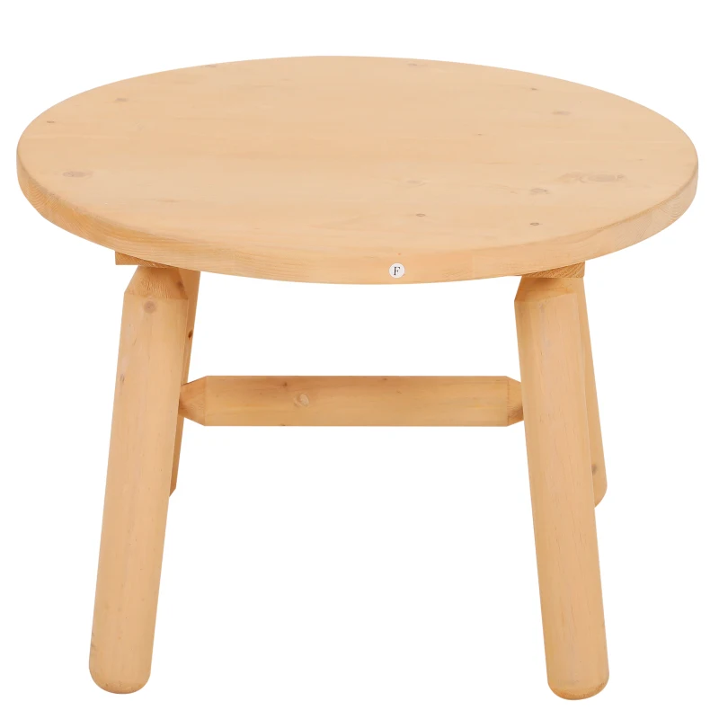 Outsunny Rustic Cabin Style Wooden Round Outdoor Patio End Table
