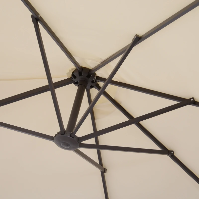 Open Box Outsunny 15' Steel Rectangular Outdoor Double Sided Market Umbrella - Cream White