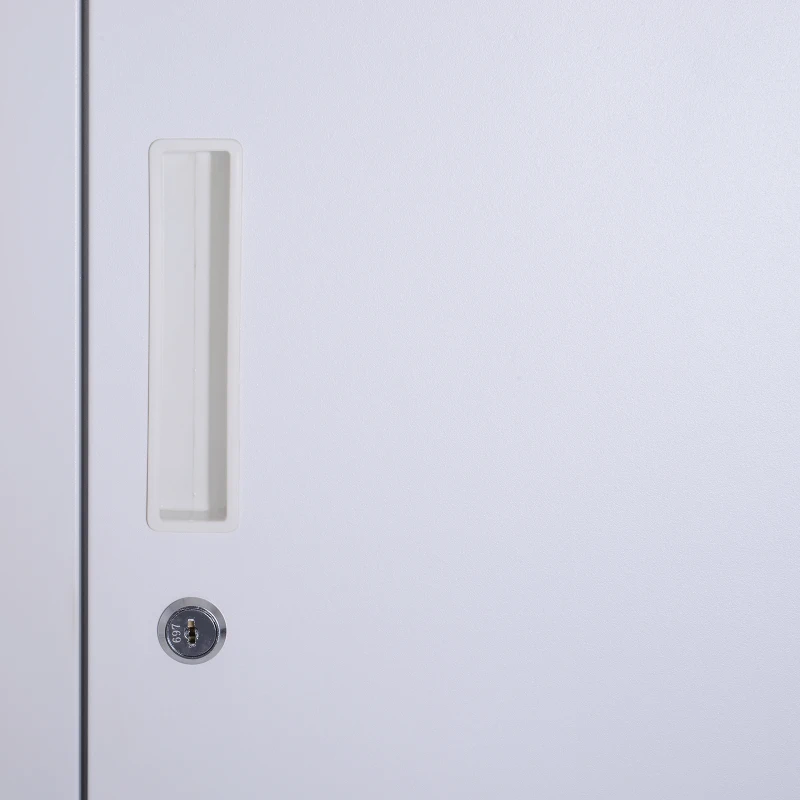 Vinsetto 71" 2 Tier Freestanding Steel Metal Lockable Employee Wall Locker Storage Cabinet - White