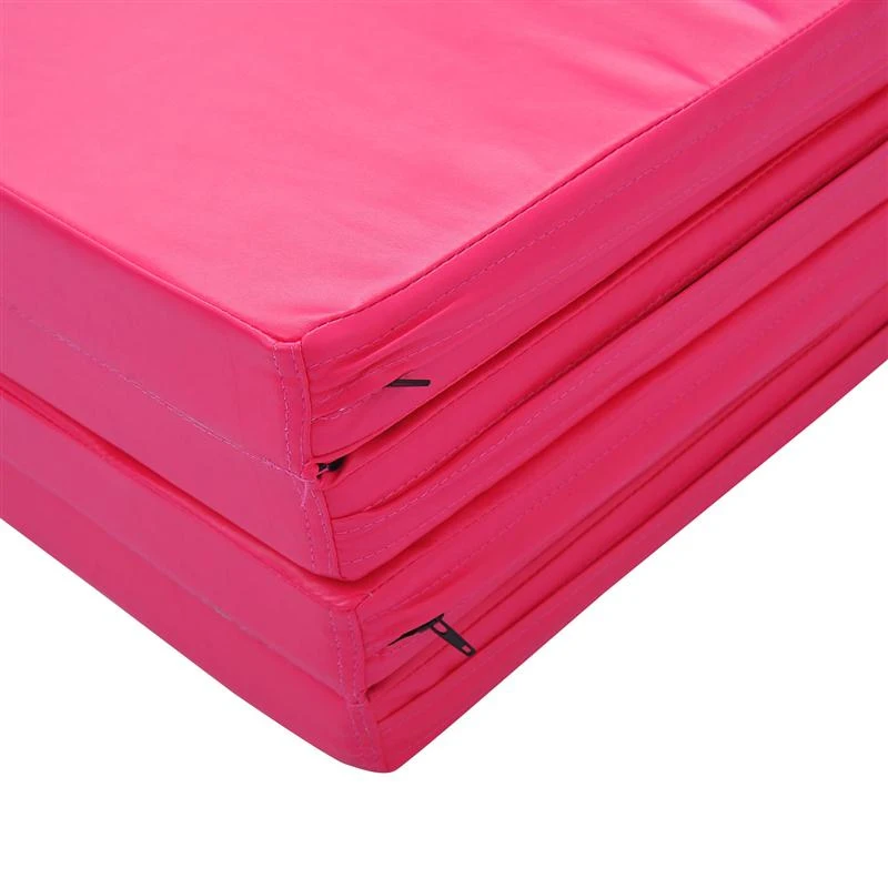 Soozier 10' x 4' x 2" PU Leather Folding Gymnastics Tumbling / Martial Arts Mat with Handles - Pink