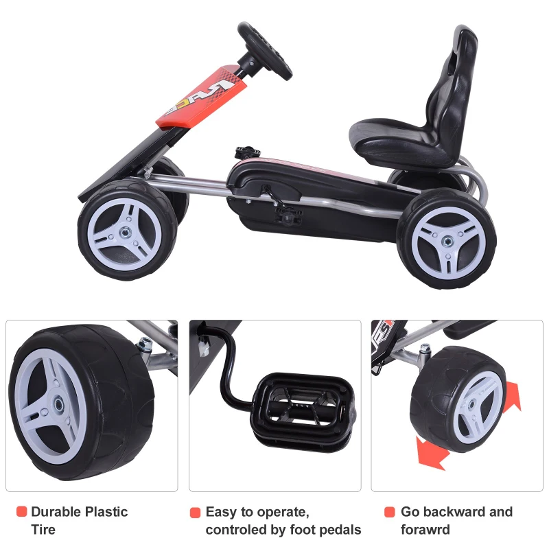 Aosom Kids Go Kart Ride On Pedal Car Toddlers Off Road Racing Car- Red