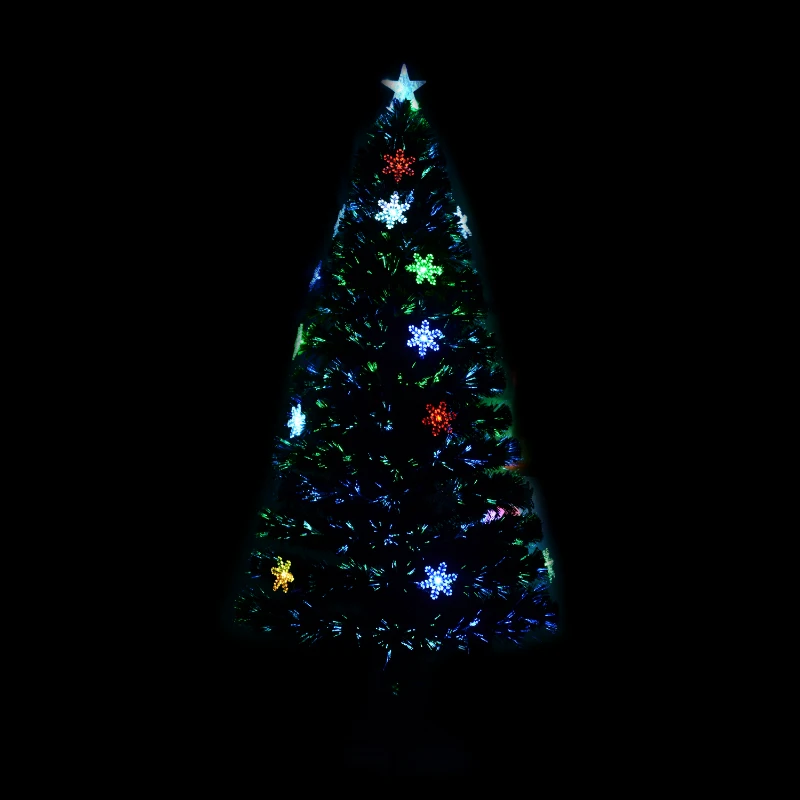 HomCom 5' Artificial Holiday Decoration Snowflake Light Christmas Tree - Green