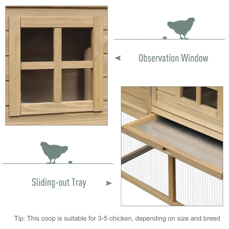 PawHut Outdoor Wooden Chicken Coop Hen House with Nesting Box and Run