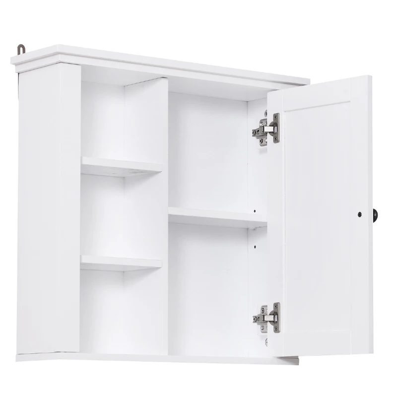 HomCom 21" Wood Wall Mount Bathroom Linen Storage Cabinet - White