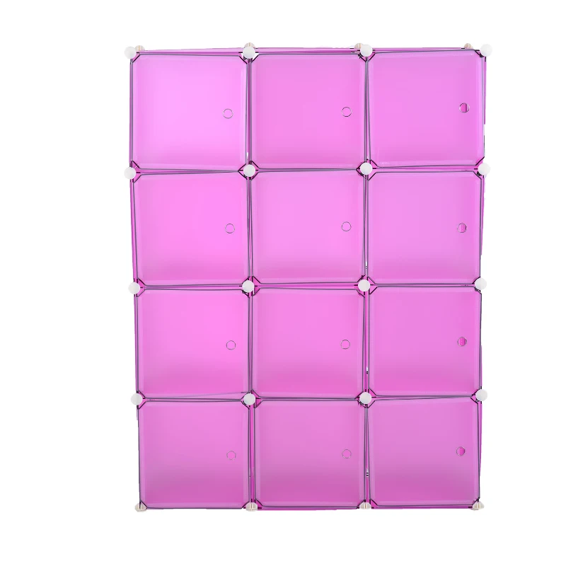 HomCom Customizable 12-Cube Plastic Storage Organizer - Pink