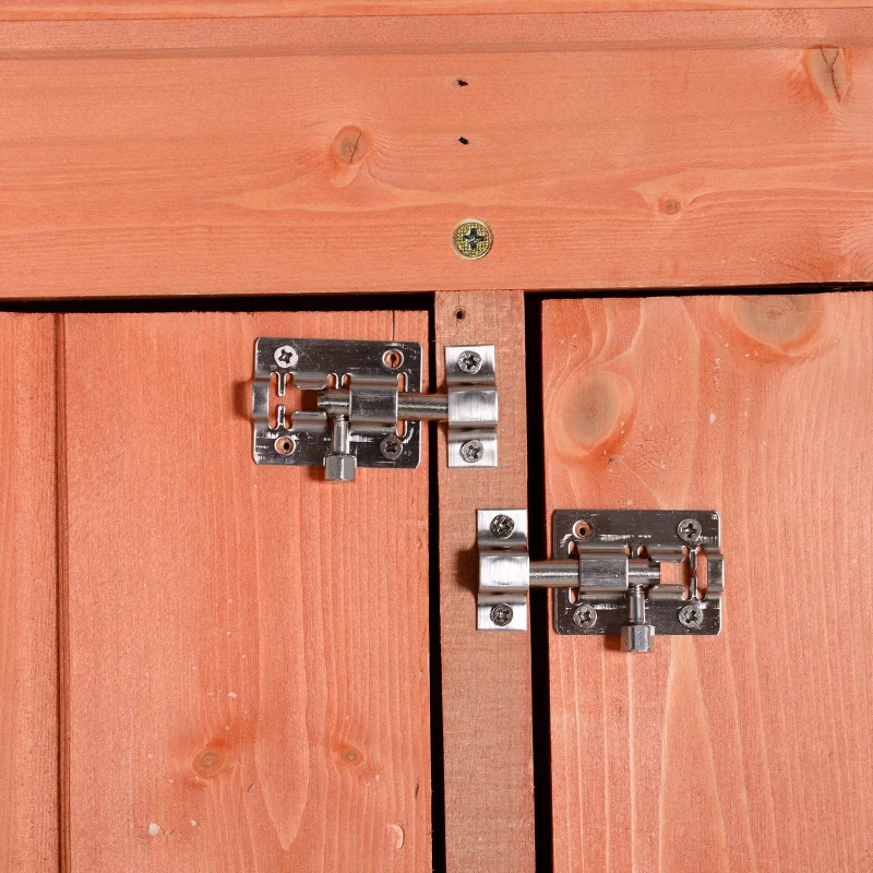 Outsunny Solid Pine Wood Lockable 4-Door Storage Shed with Shelving for Your Backyard Garden Organization Needs