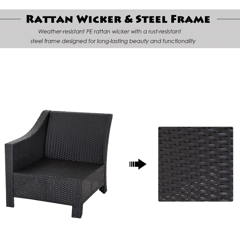 Outsunny 4 Piece Outdoor Patio Rattan Wicker Loveseat and Chair Set