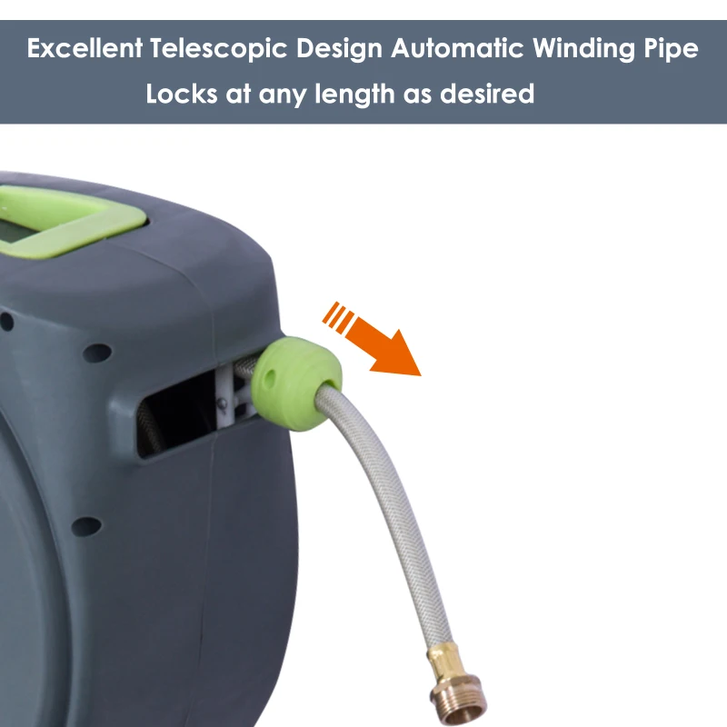 Outsunny 65’ Plastic Portable Outdoor Wall Mount Retractable Water Hose Reel