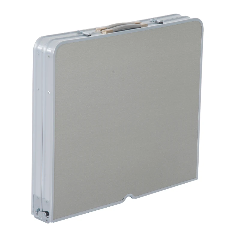 Outsunny 4' Aluminum Portable Folding Outdoor Picnic Camping Table with 4 Seats - Silver