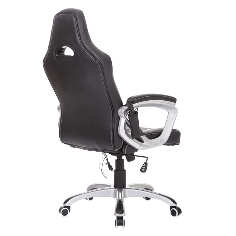HomCom Race Car Style PU Leather Heated Massaging Office Chair - Black and White