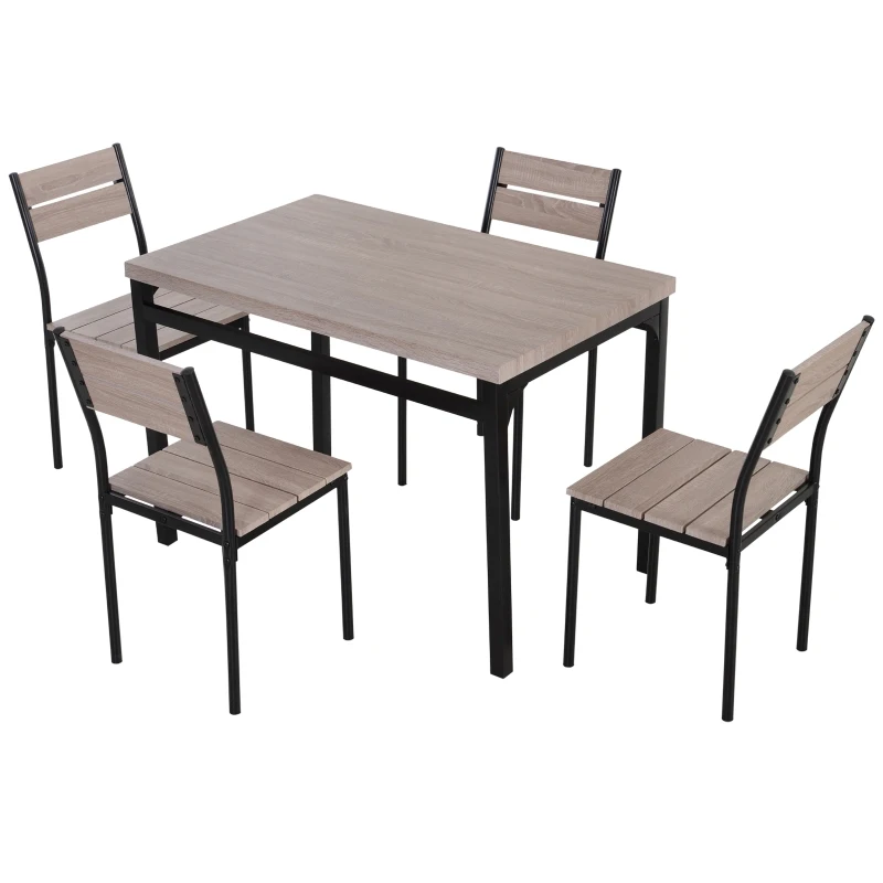 HomCom 5 Piece Dining Table Set Classic Dining Room Table Set with Chairs Kitchen Furniture