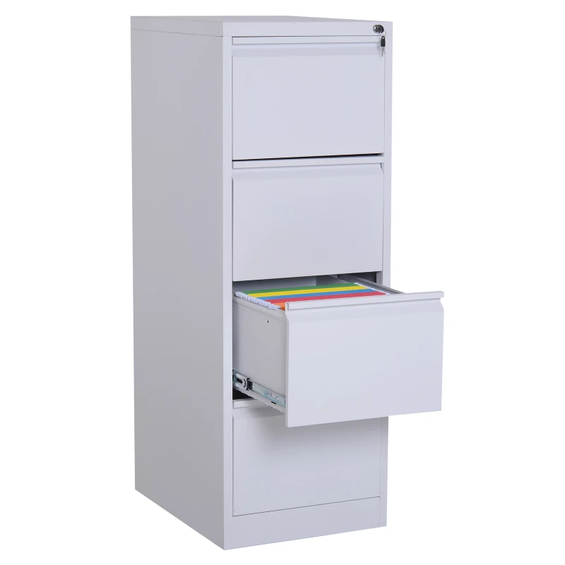 Vinsetto Metal 4 Drawer Vertical Locking Filing Cabinet - White