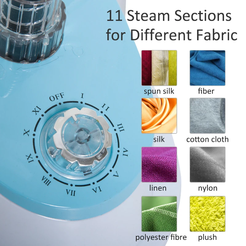 HomCom 1.7 Liter 1200W Upright Full Size Clothing Steamer With Fabric Brush And Garment Hanger - White / Blue