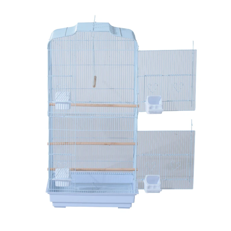 PawHut 36" Metal Indoor Bird Cage Starter Kit with Tray and Accessories - White