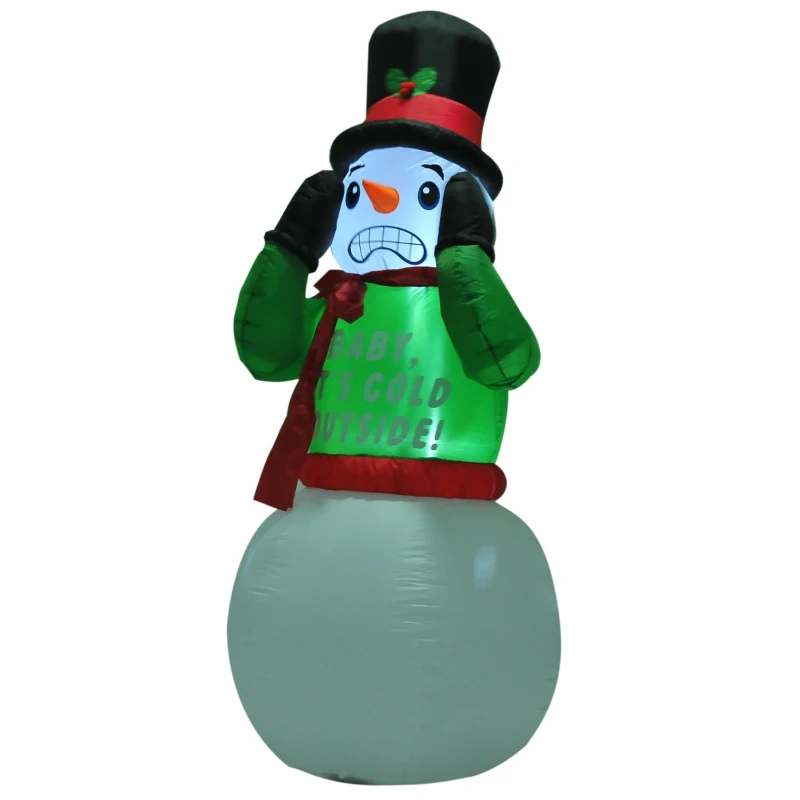 HomCom 7' Tall Outdoor Animated Inflatable Inflatable Christmas Lawn Decoration - Shivering Snowman