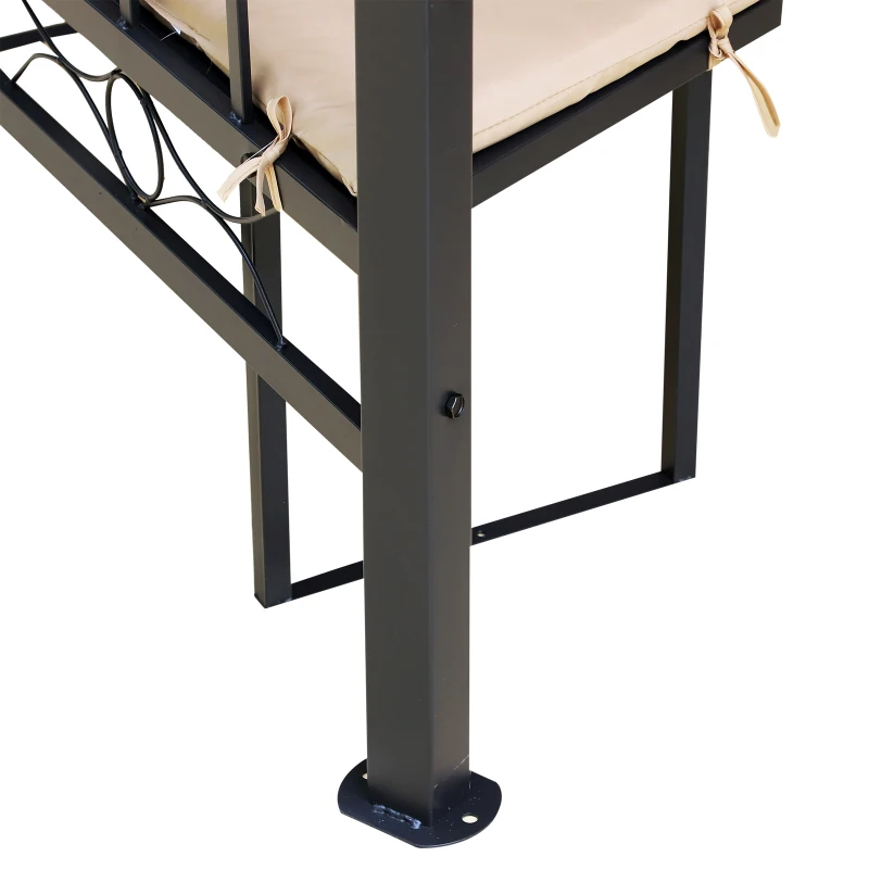 Outsunny 12.5' Outdoor Octagon Patio Gazebo Pavilion Canopy Tent with Benches - Light Brown