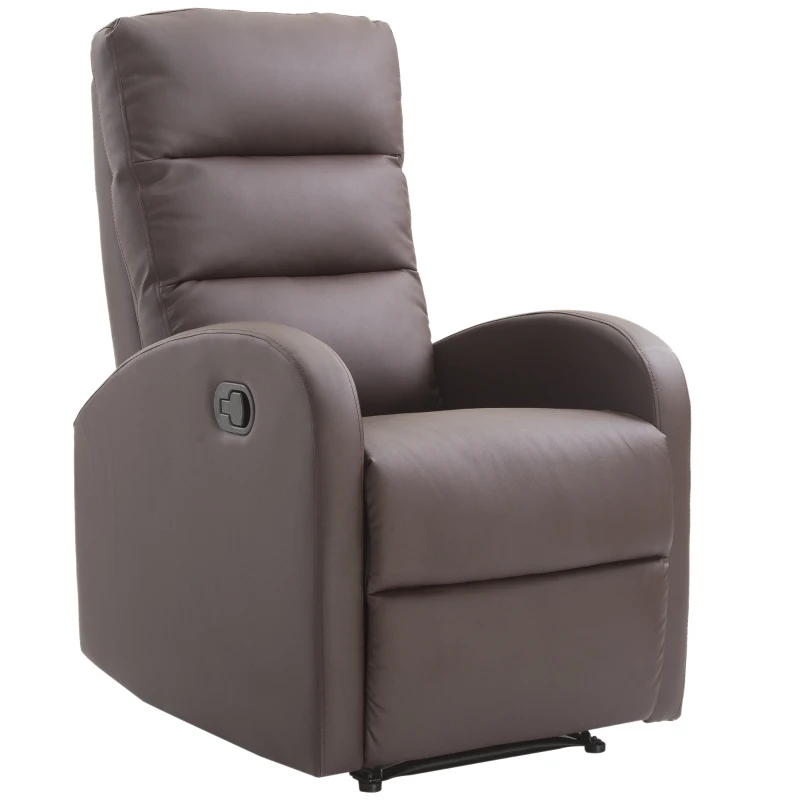 HomCom Modern PU Leather Living Room Manual Recliner Lounger Sofa Chair - Brown