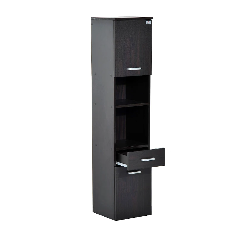 HomCom 53" Modern Wall Mounted Storage Cabinet Cupboard - Dark Coffee Woodgrain