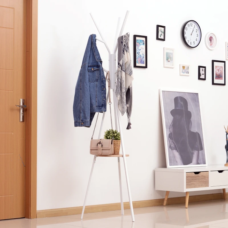 HOMCOM 71" Metal Freestanding Modern Tree Branch Coat Rack - White