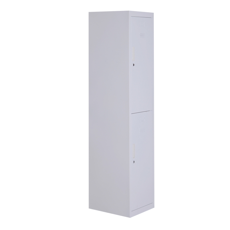 Vinsetto 71" 2 Tier Freestanding Steel Metal Lockable Employee Wall Locker Storage Cabinet - White