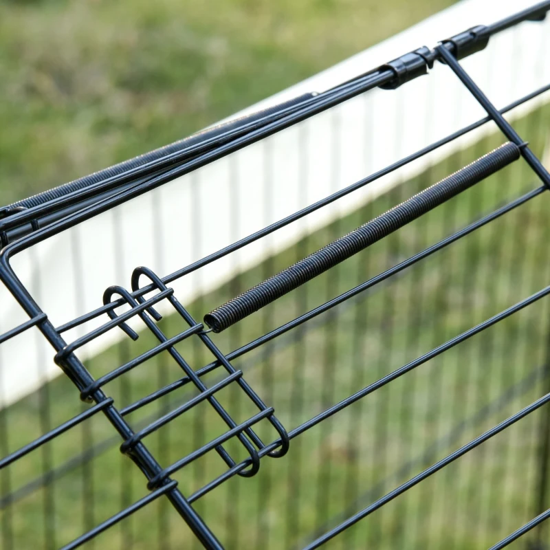 PawHut 87" x 41" Crate Galvanized Metal Outdoor Pet Enclosure with Removeable Protective Cover Black/White