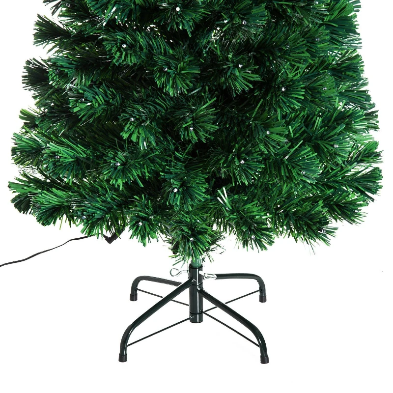 Open Box HomCom 4' Artificial Pre-Lit Fiber Optic LED Light-Up Christmas Tree with 8 Light Settings and Stand - Green