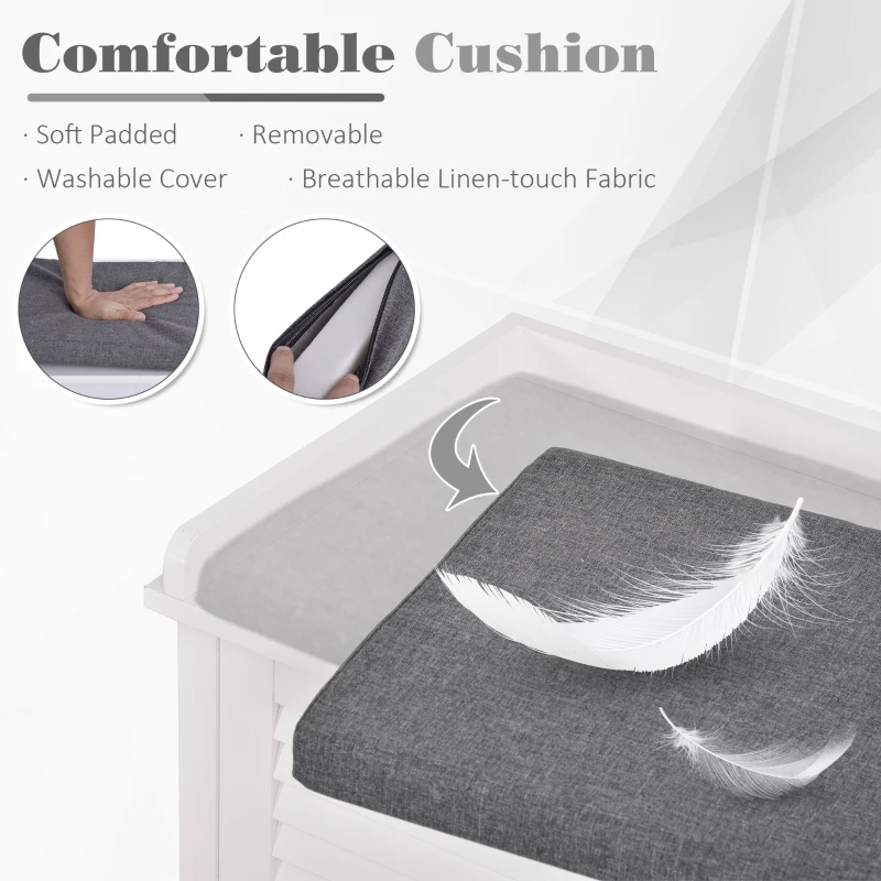 HOMCOM White Shoe Organizer Rack Cabinet with Drawers & Cushion Hallway