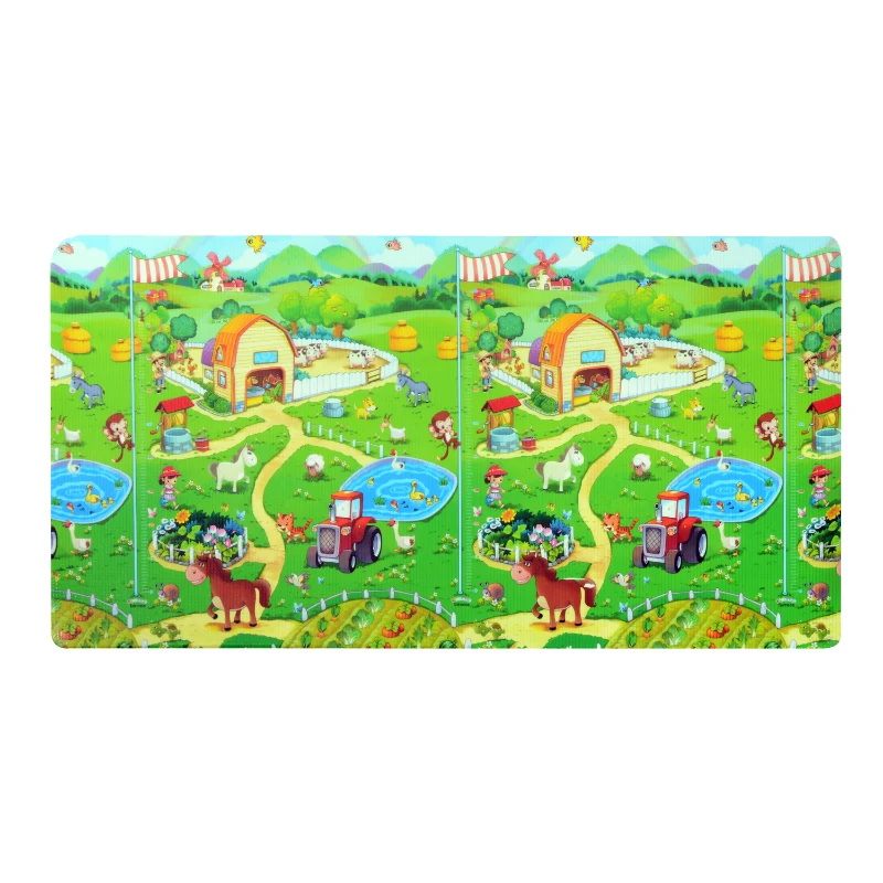 Qaba 70” x 47” Foam Farm Animal Baby Play Crawl Mat – Multi-Color