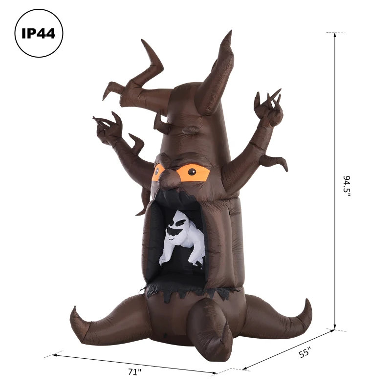HOMCOM 8’ Lighted Inflatable Outdoor Halloween Yard Decoration - Scary Ghost Tree