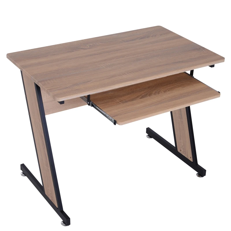 HomCom Computer Desk Wood Top Office Workstation PC Laptop Study Table  with Keyboard Tray