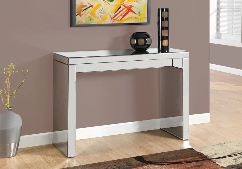 Monarch 42" Contemporary Mirrored-Finish Accent Hall Sofa Console Table