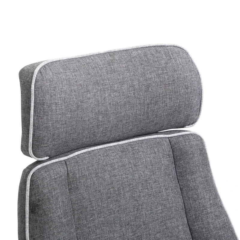 Vinsetto Adjustable Linen Fabric Swivel Home Office Chair with Arms  Upholstered  High Back  Grey
