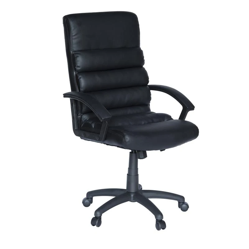 HomCom Modern PU Leather Padded Highback Executive Office Chair - Black