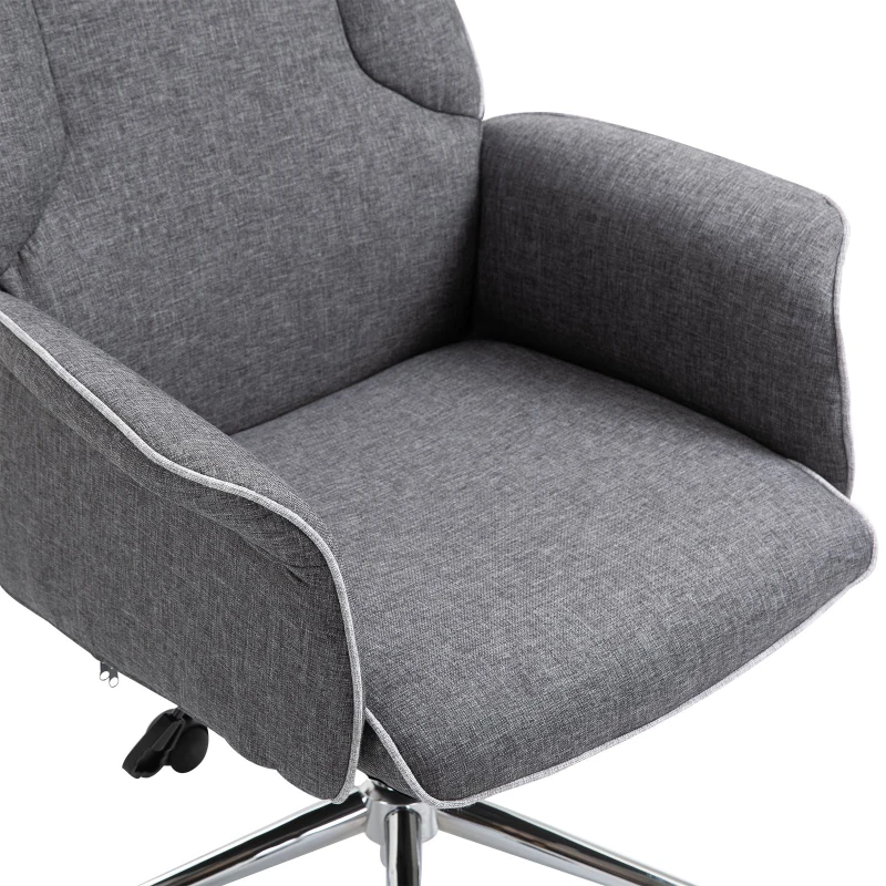 Vinsetto Adjustable Linen Fabric Swivel Home Office Chair with Arms  Upholstered  High Back  Grey