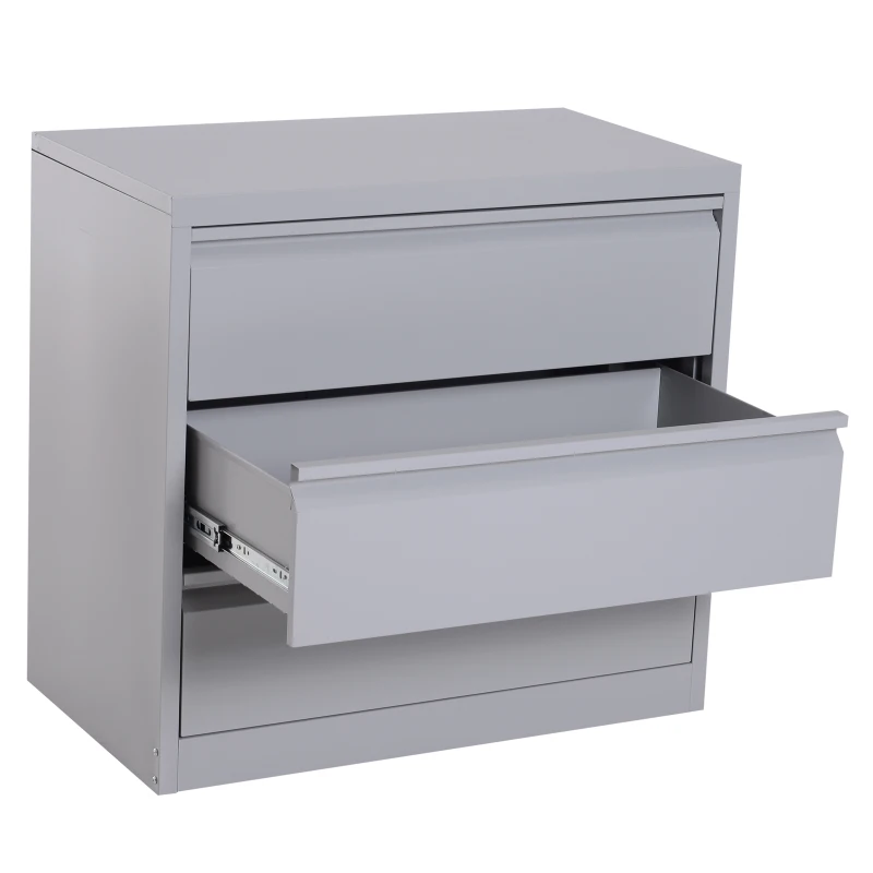 HomCom 32" W x 18" D x 30" H 3 Drawer Steel Metal Lateral File Cabinet