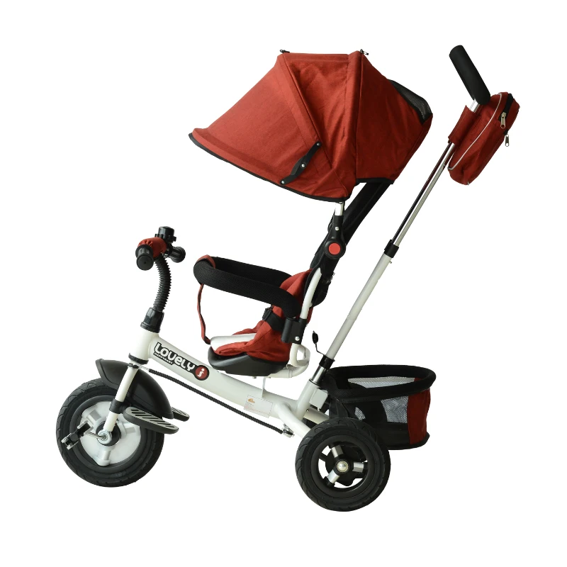 Qaba 2-in-1 Lightweight Steel Adjustable Convertible Tricycle Stroller - Red