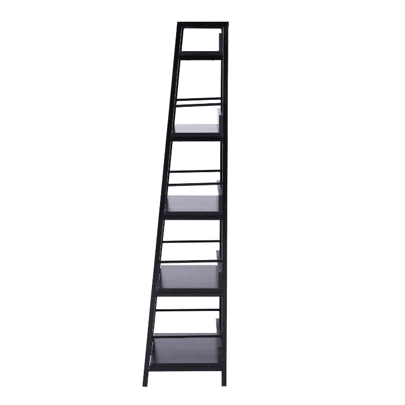 HomCom 2 Pack 5-Shelf Modern Ladder Bookcase (Black)