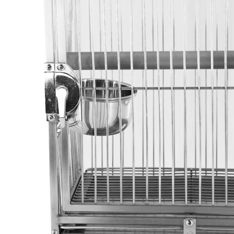 PawHut 25" Dome Top Stainless Steel Travel Bird Cage Carrier with Handle Perch