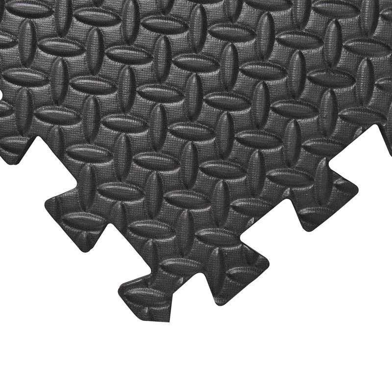 Soozier 24 sq ft Exercise Interlocking Protective Flooring - Six 24" x 24" x 3/8" Tiles - Black Diam