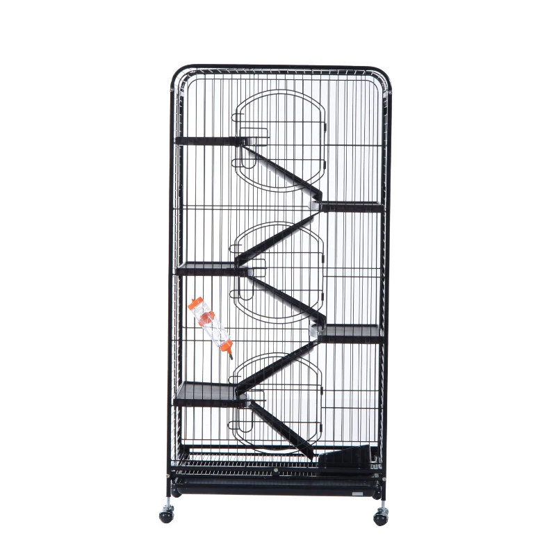 Pawhut 52" 6 Level Indoor Small Animal Cage Hutch - Black