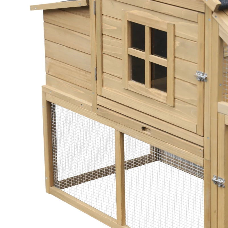 PawHut Outdoor Wooden Chicken Coop Hen House with Nesting Box and Run