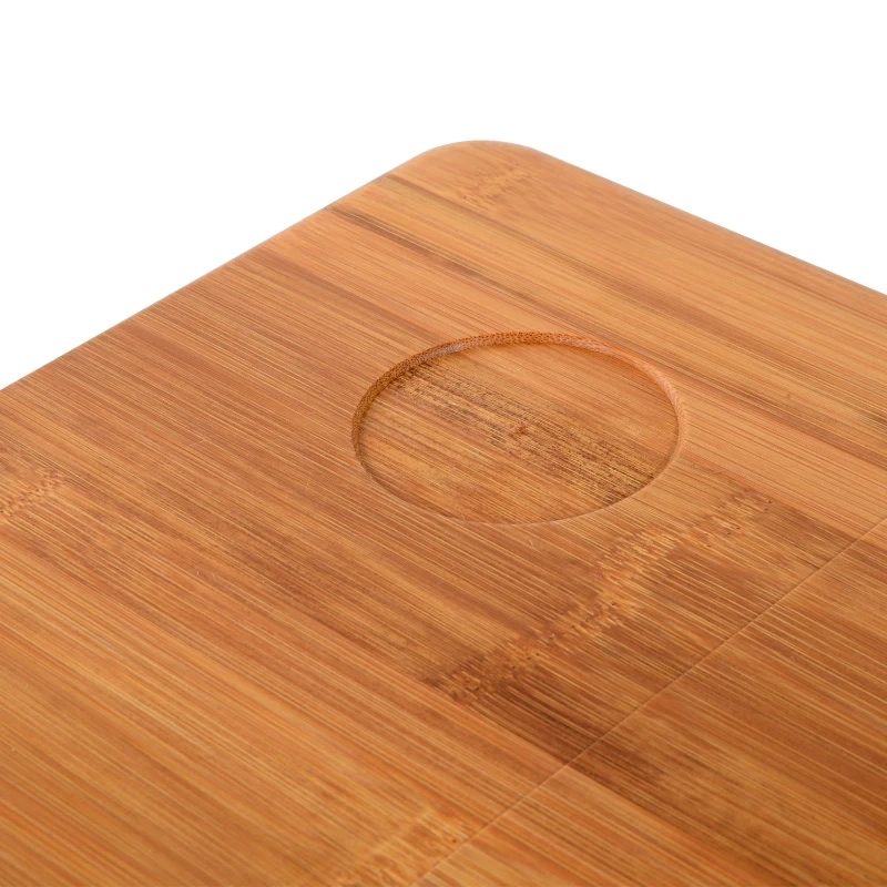 HomCom 28” Adjustable Wooden Folding Bamboo Laptop Bathtub Tray Table With Storage Drawer